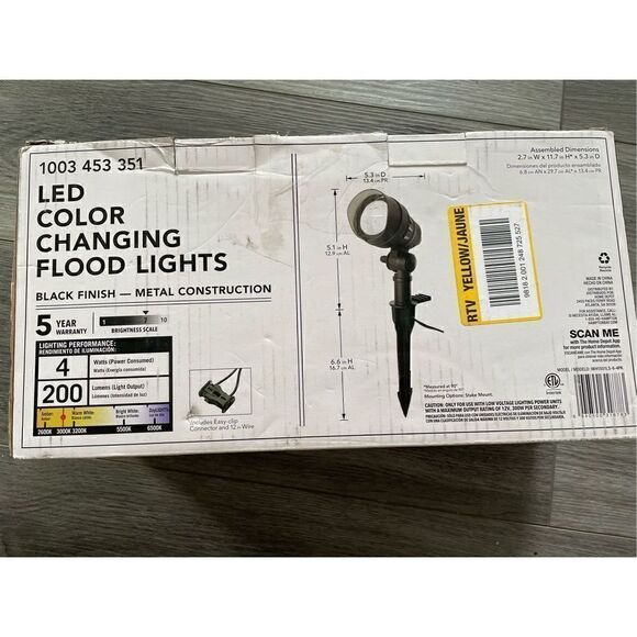 Hampton Bay 20 V LED Color Changing Flood Light Adjustable Head Black 4-Pack NEW - Picture 2 of 5